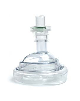 clear plastic infant CPR mask with valve attached